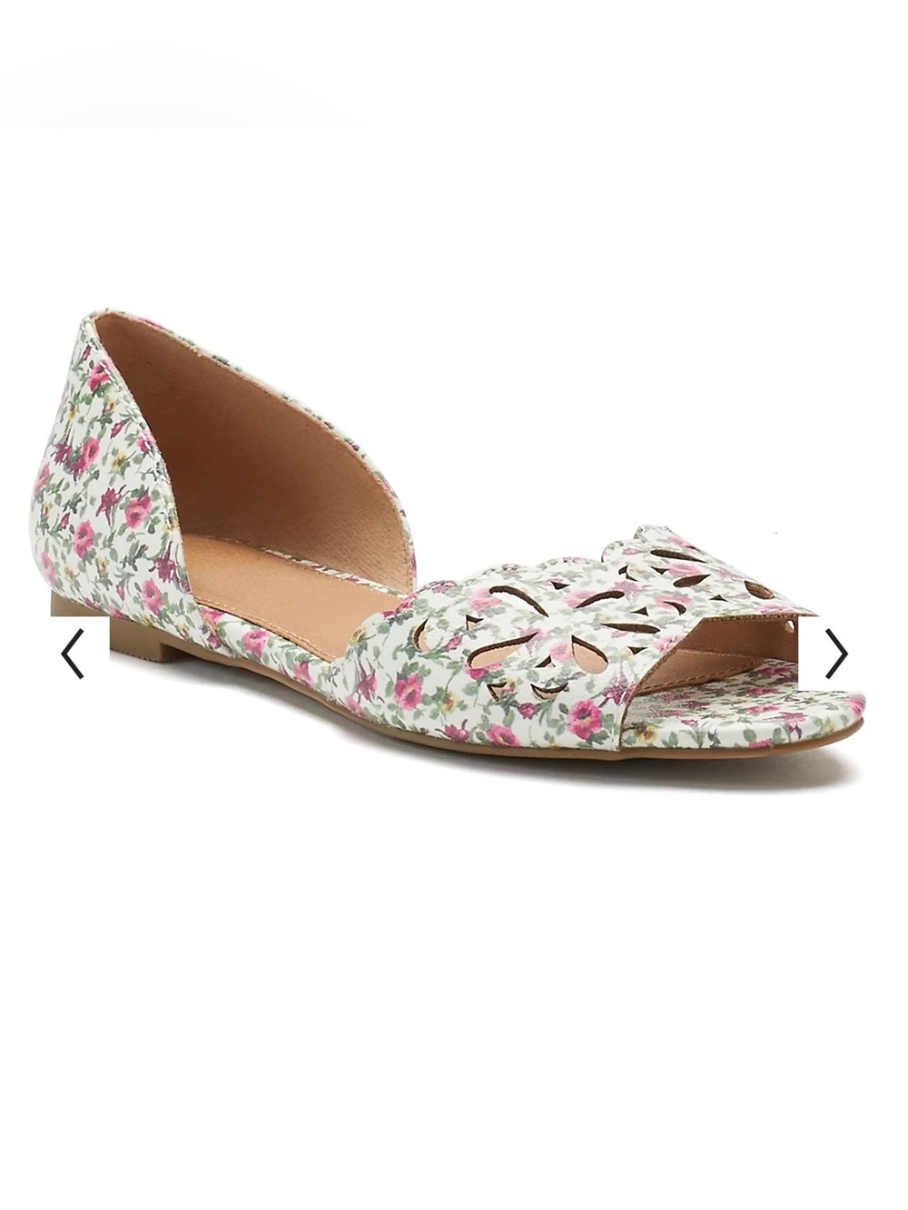 Floral Cutout D'Orsay Flat Sandal - Pink/White